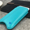 Apple iPhone 12 Pro Max Wallet Case in Teal Blue Vegan Leather | Screen Cleaning Sanitizing Lining