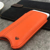 iPhone 6/6s Pouch Case in Orange Vegan Leather | Screen Cleaning Sanitizing Case.