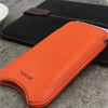 iPhone 8 Plus / 7 Plus Pouch Case in Orange Faux Leather | Screen Cleaning and Sanitizing Lining | Smart Window