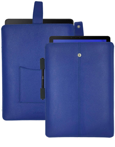 Samsung Galaxy Tab S4 Sleeve Case in French Blue Faux Leather | Screen Cleaning and Sanitizing Lining.