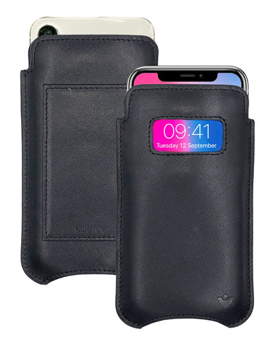 iPhone 13 / 13 Pro Black Leather Wallet Case with NueVue Patented Antimicrobial, Germ Fighting and Screen Cleaning Technology